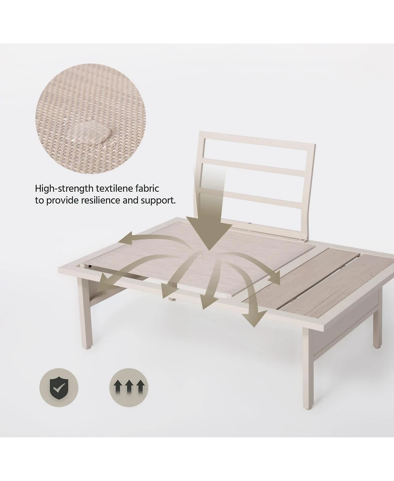 Decksplore 6 Pieces Patio Furniture Set, Outdoor Metal Frame Conversation Sets with Coffee Table