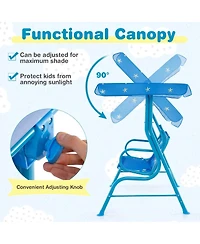 Hongge 2 Seaters Kids Patio Swing with Metal Stand and Adjustable Canopy