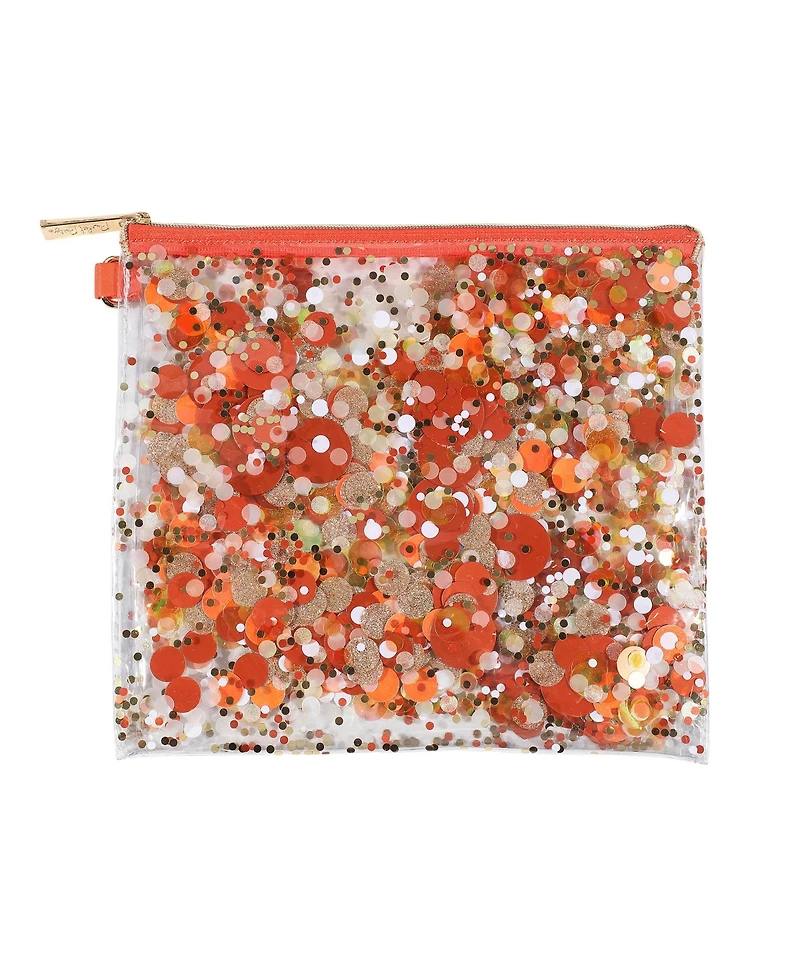 Packed Party Spirit Squad Confetti Everything Pouch, Makeup Bag, Travel Bag,Cosmetic Bag for Women (Orange Burst)