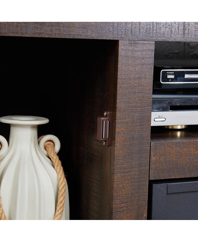 Streamdale Furniture Farmhouse Barn Door Tv Stand with Fireplace Insert, Espresso, 60.23"W