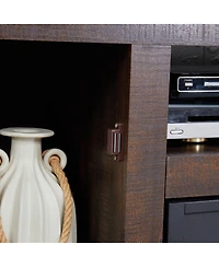 Streamdale Furniture Farmhouse Barn Door Tv Stand with Fireplace Insert, Espresso, 60.23"W