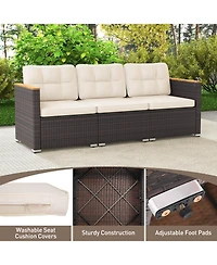 Costway 3 Seat Pe Rattan Outdoor Sofa Patio Furniture Couch