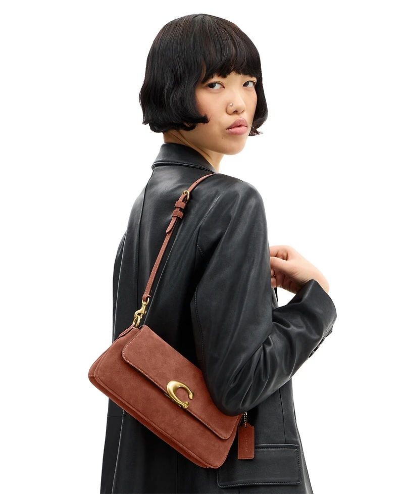 Coach Suede Jet Leather Small Shoulder Bag