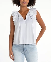Liverpool Los Angeles Petite Flutter-Sleeve Woven Top