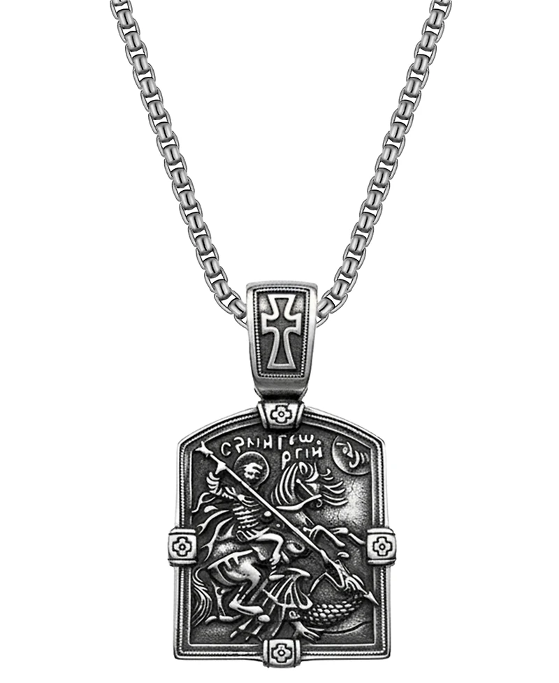 Rhona Sutton Men's Book of Revelation Stainless Steel Pendant Necklace