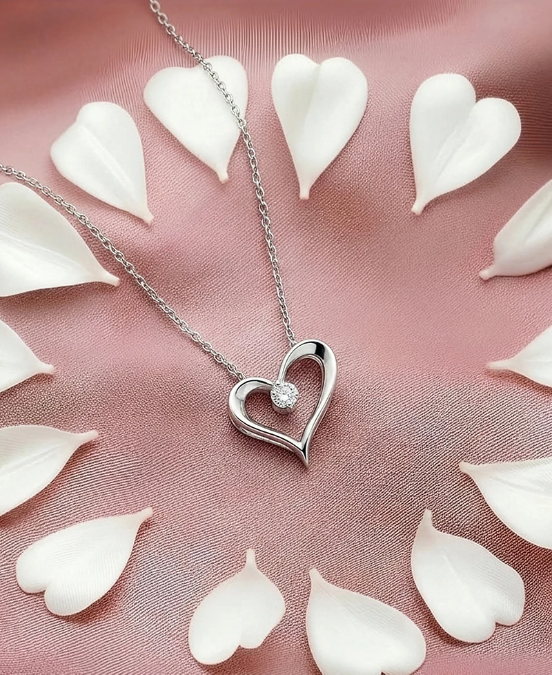 Macy's Lab Grown Diamond (1/10 ct. t.w.) Pendant Necklace in Sterling Silver