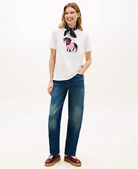Tommy Hilfiger Women's Graphic Dog Print T-Shirt