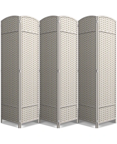 Sorbus 6 Panel Room Divider ft. Tall - Extra Wide Double Hinged Panels, Mesh Hand-Woven Design, Partition Dividers (White)