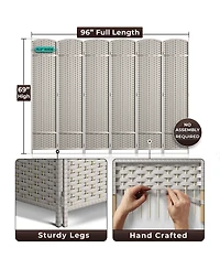 Sorbus 6 Panel Room Divider ft. Tall - Extra Wide Double Hinged Panels, Mesh Hand-Woven Design, Partition Dividers (White)
