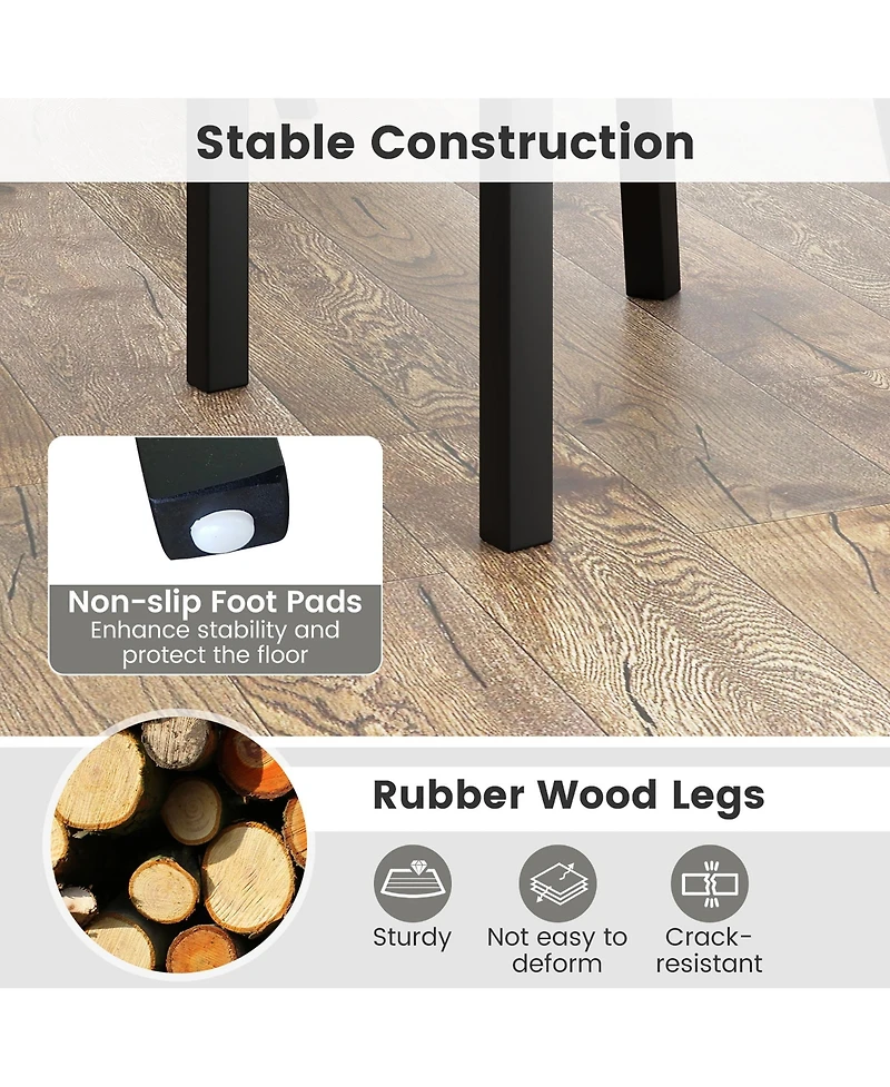 Gymax Upholstered Dining Chairs Set of 2 w/ Rubber Wood Legs Padded Seat Nailhead Trim Beige