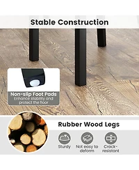 Gymax Upholstered Dining Chairs Set of 2 w/ Rubber Wood Legs Padded Seat Nailhead Trim Beige