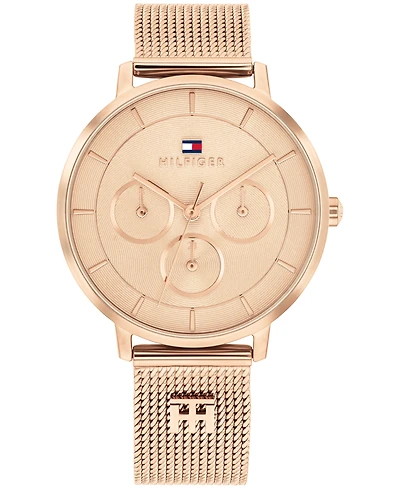 Tommy Hilfiger Women's Multifunction Rose Gold Tone Stainless Steel Mesh Bracelet Watch, 36mm