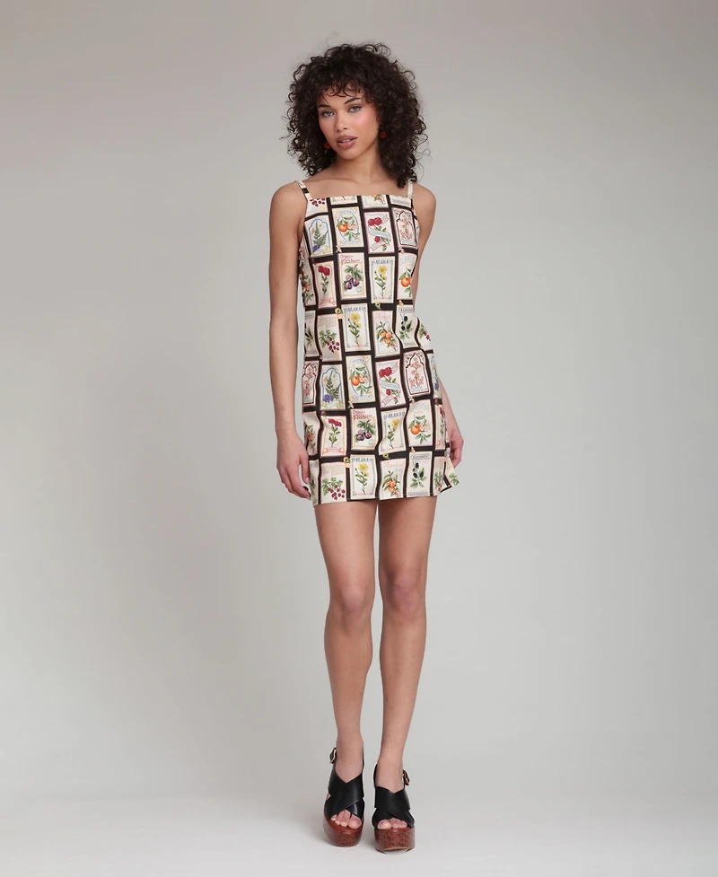 Avec Les Filles Women's Botanical-Print Square-Neck Mini Dress