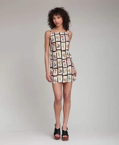 Avec Les Filles Women's Botanical-Print Square-Neck Mini Dress