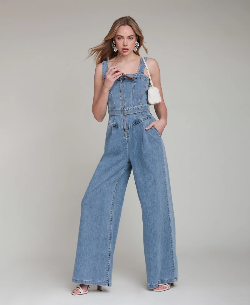 Avec Les Filles Women's Zip-Front Corset Jumpsuit