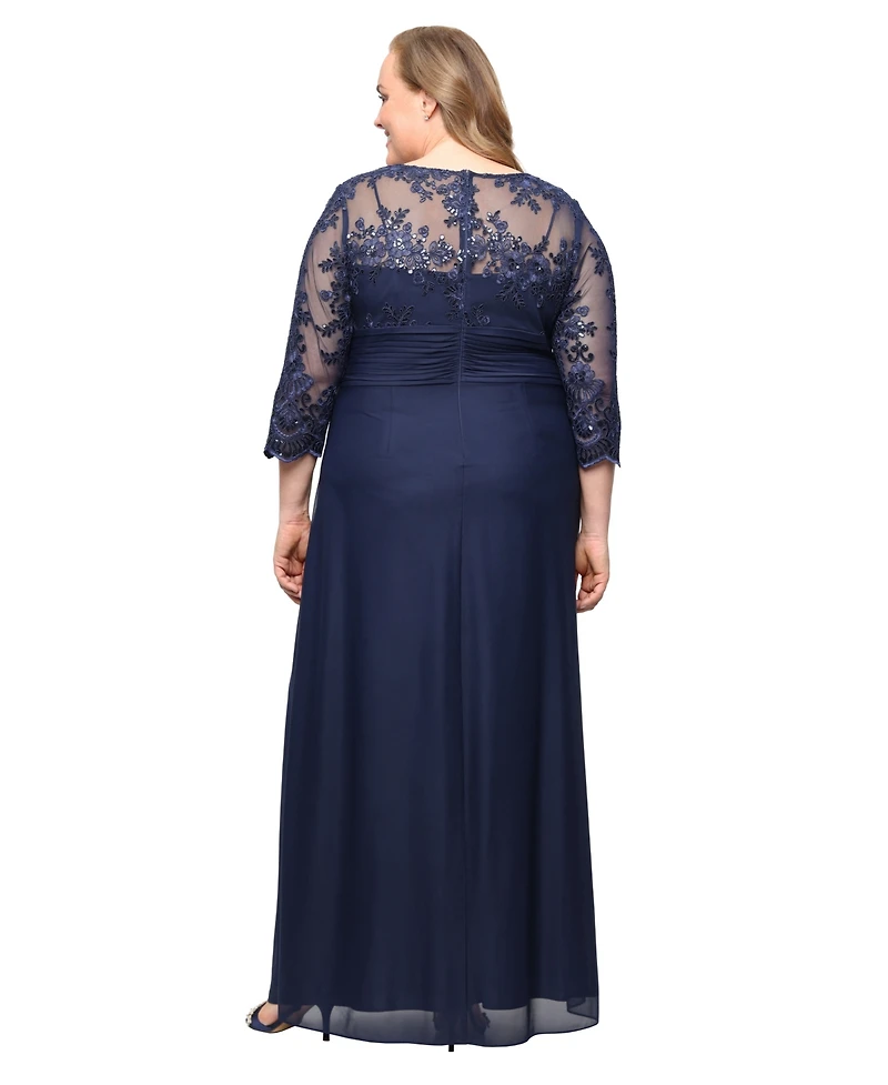 Alex Evenings Plus V-Neck Pull-On Dress