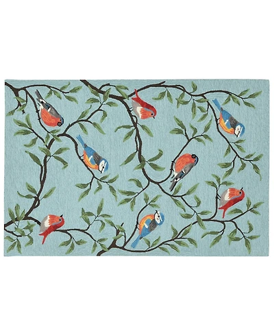 Liora Manne' Ravella 2270 Birds On Branches Blue 2' x 3' Indoor/Outdoor Area Rug