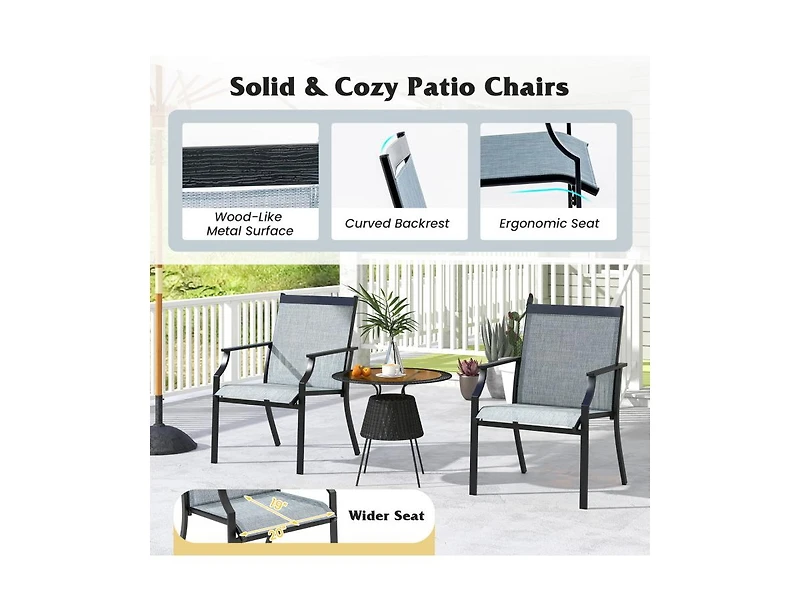 Slickblue 2-Piece Patio Dining Chair Set with Ventilated Seat and Metal Frame