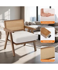 gaomon Mid-Century Farmhouse Accent Chair Set of 2 with Rattan Back