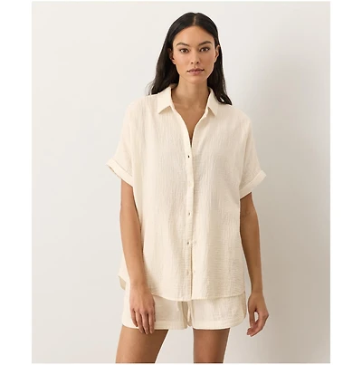 Pact Women's Organic Cotton Coastal Double Gauze Oversized Shirt