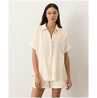 Pact Women's Organic Cotton Coastal Double Gauze Oversized Shirt
