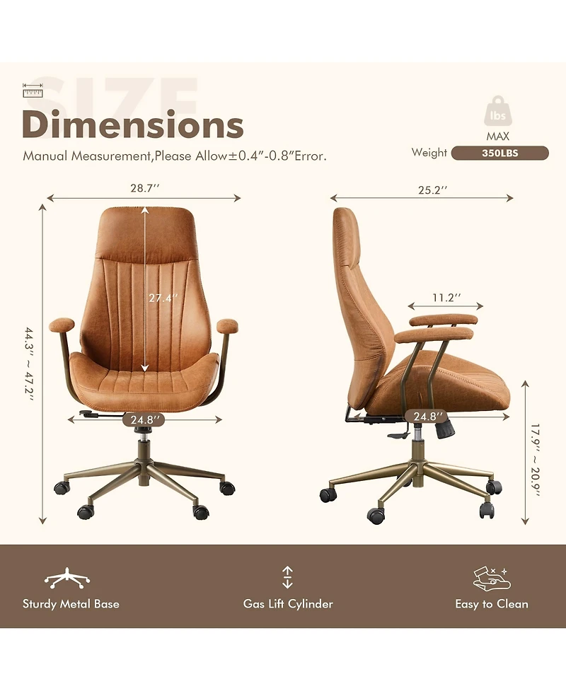 Xizzi High Back Ergonomic Office Chair, Swivel Suede Desk Chair with Lumbar Support, Height Adjustable Modern Executive Computer