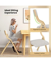 Gymax Folding Dining Chairs Set of 4 Wooden Table Chairs w/ Padded Seat Modern