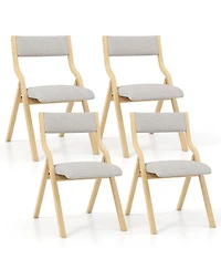 Gymax Folding Dining Chairs Set of 4 Wooden Table Chairs w/ Padded Seat Modern