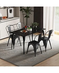 Gymax Tolix Style Metal Dining Chairs Set of 4 w/ Removable Backrest for Dining Room