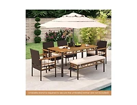 Slickblue Outdoor 63 Inch Dining Table with Slatted Acacia Wood Top