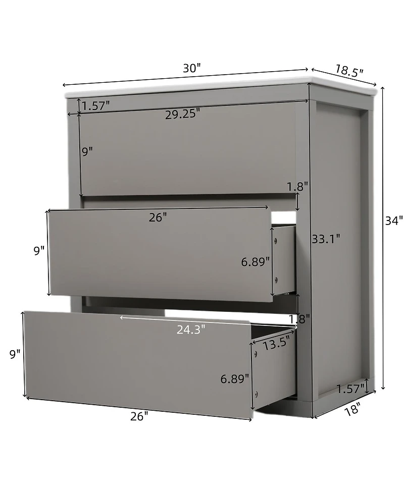 Sillysis 30" Modern Freestanding Bathroom Vanity with Ceramic Sink, Glossy Mdf Cabinet, Handleless Soft Close Drawers