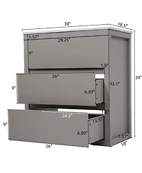 Sillysis 30" Modern Freestanding Bathroom Vanity with Ceramic Sink, Glossy Mdf Cabinet, Handleless Soft Close Drawers