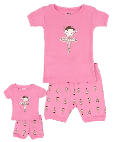 Leveret Little Girls Matching Doll Snug-Fit Cotton Short Sleeve Pajamas