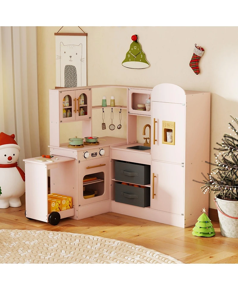 Mecale Corner Kitchen with Lights & Sounds, Fun Pretend Play for Kids