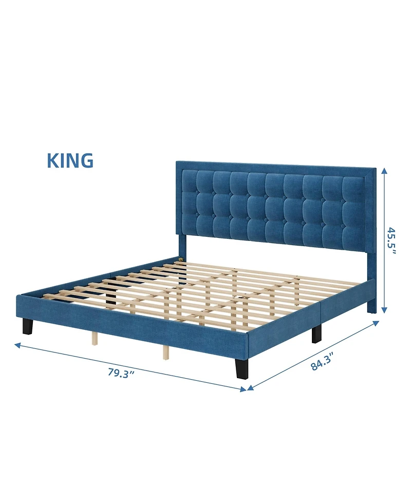 gaomon King Size Square Platform Bed Metal Frame-Wood Slat Support-No Box Spring Needed-Easy Assembly