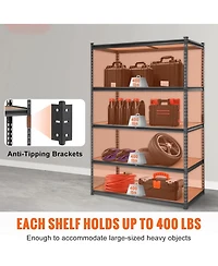 Rainsken Storage Shelving Unit, 5-Tier Adjustable Metal Storage Shelves, Heavy Duty Organizer Rack for Pantry, Basement