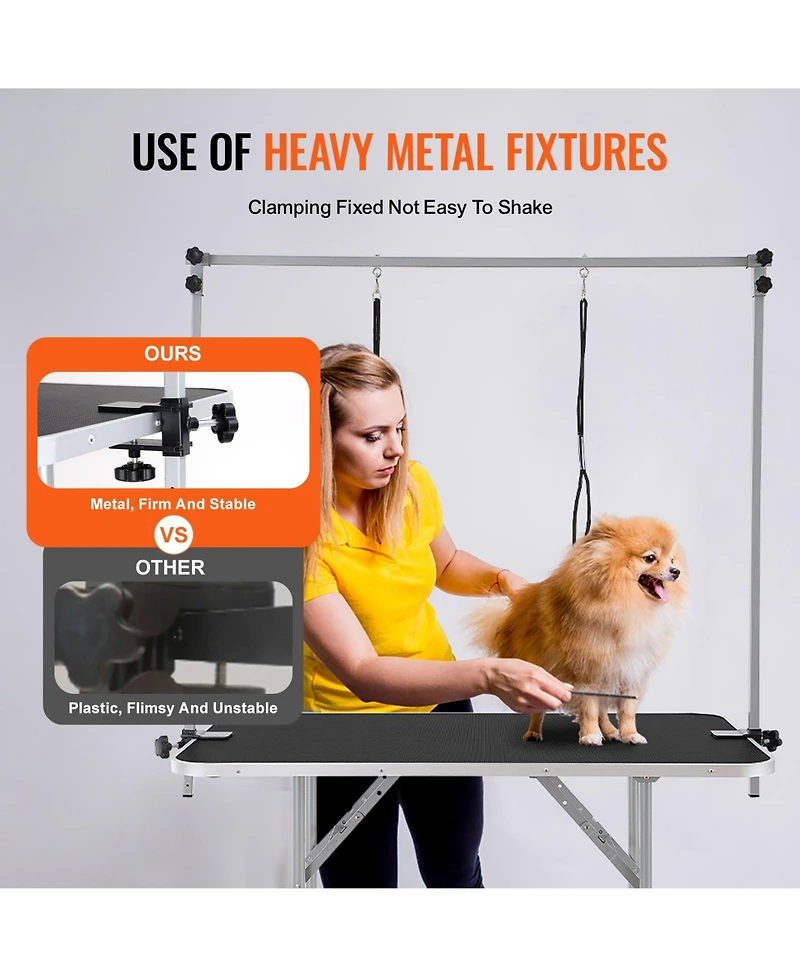 Cozito 46" Foldable Pet Grooming Table with Dual Arms and Clamp, 330 lb Capacity