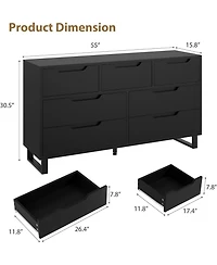 gaomon Wide Farmhouse Tv Stand with 7 Drawers, Functional Wooden Storage for Living Room & Bedroom