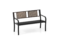 Slickblue Outdoor 50 Inch Metal Patio Bench for 2–3 with Rattan