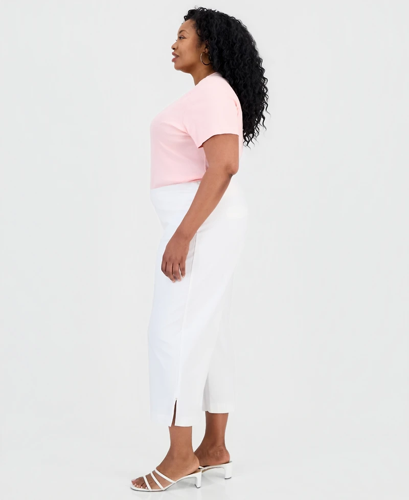 Jm Collection Plus Pull-On Wide-Leg Capri Pants, Macy's Exclusive