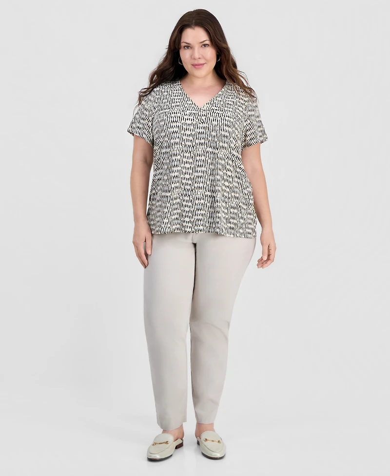 Jm Collection Plus Isabella Dot V-Neck Flutter-Sleeve Top, Macy's Exclusive