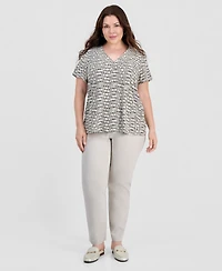 Jm Collection Plus Isabella Dot V-Neck Flutter-Sleeve Top, Macy's Exclusive