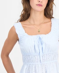 Celebrity Pink Juniors' Eyelet Embroidered Cotton Sleeveless Top