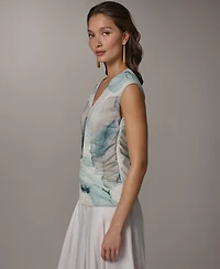 Donna Karan New York Women's Printed V-Neck Top