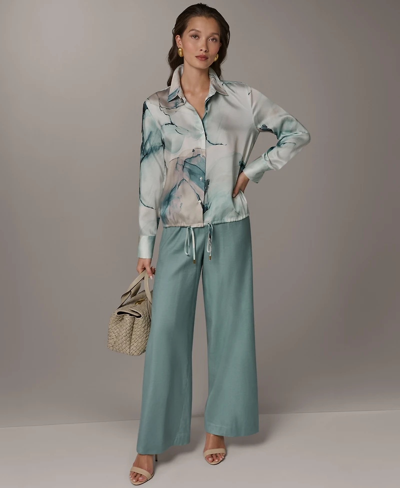 Donna Karan New York Women's Long-Sleeve Collared Neck Shirt