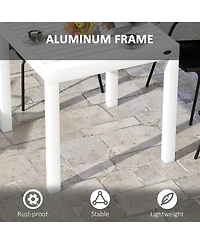 Outsunny Extendable Patio Dining Table for 4-6, Outdoor Dining Table,