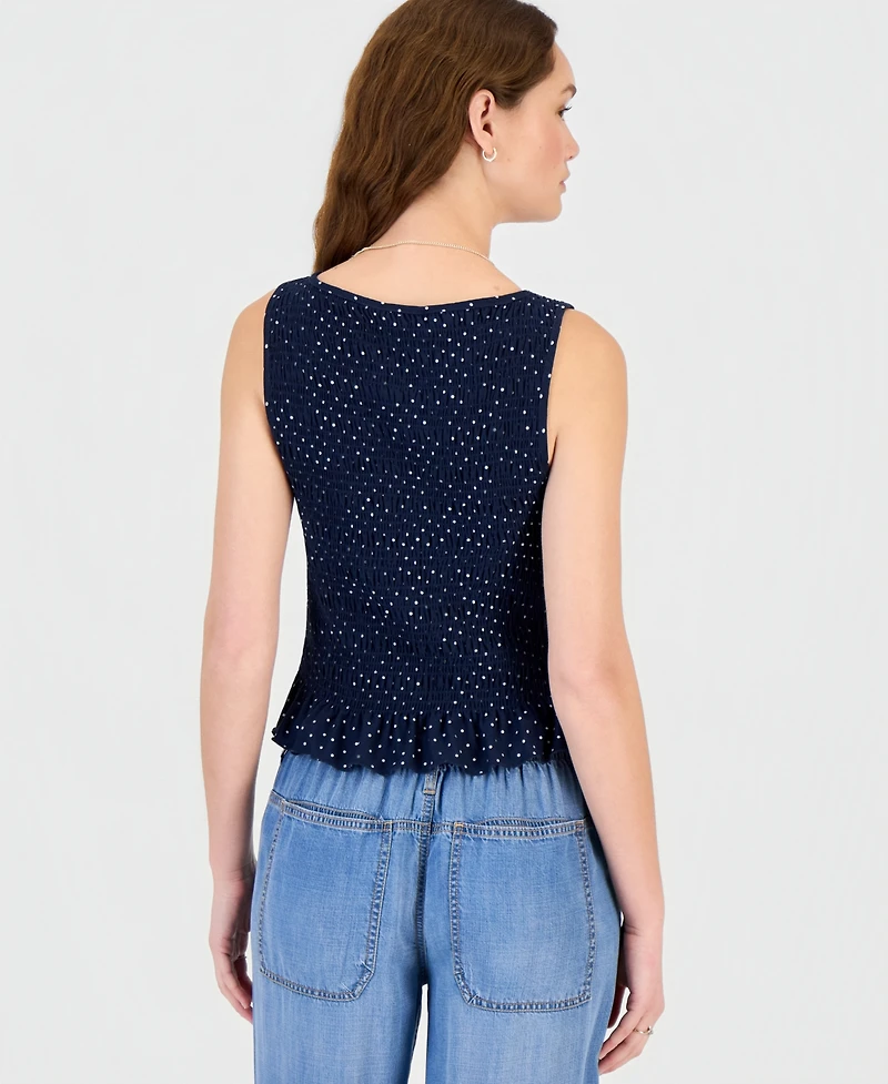 Ultra Flirt Juniors' Smocked Sleeveless Top