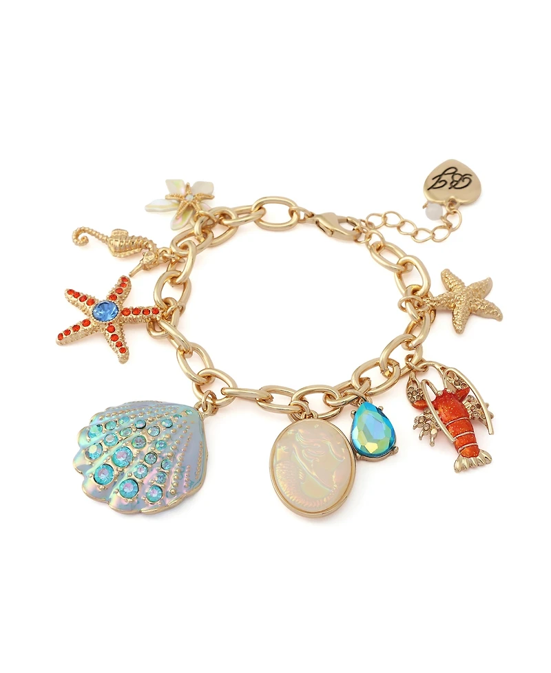 Betsey Johnson Faux Stone Sealife Charm Bracelet