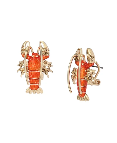 Betsey Johnson Faux Stone Lobster Stud Earrings