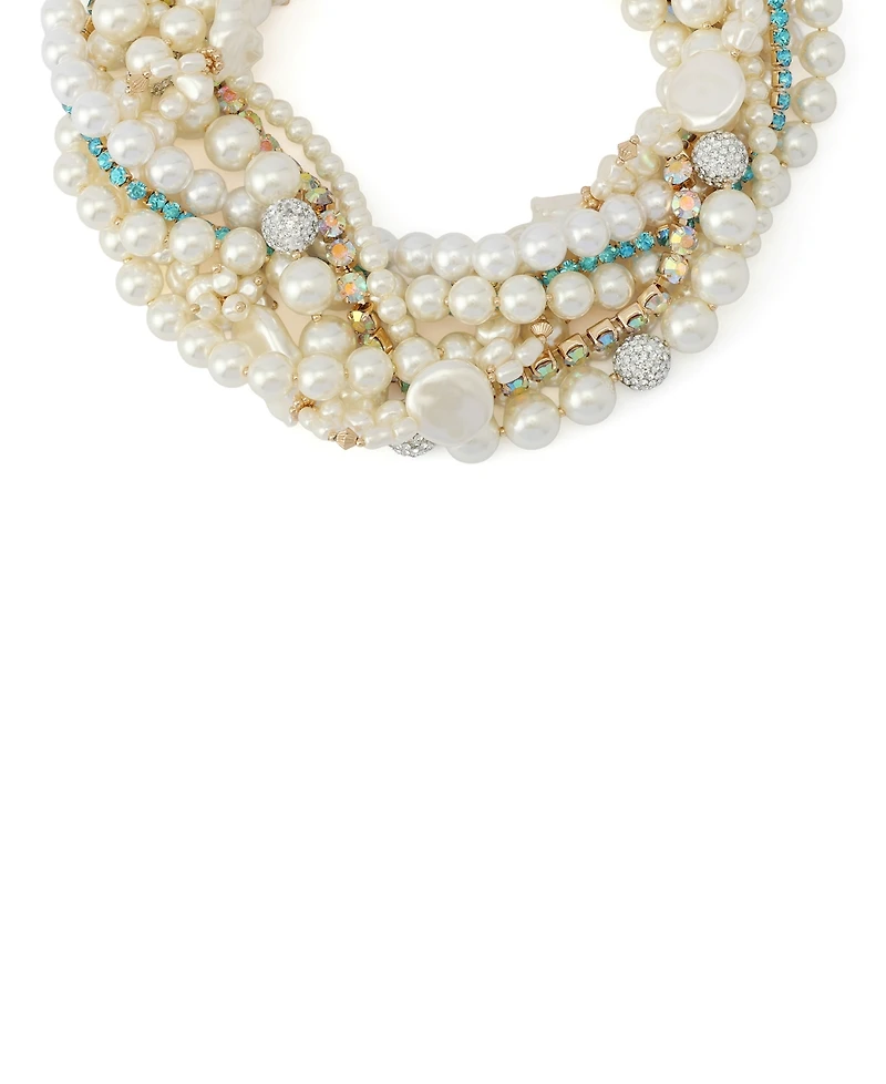 Betsey Johnson Faux Stone Cultured Pearl Twist Collar Necklace